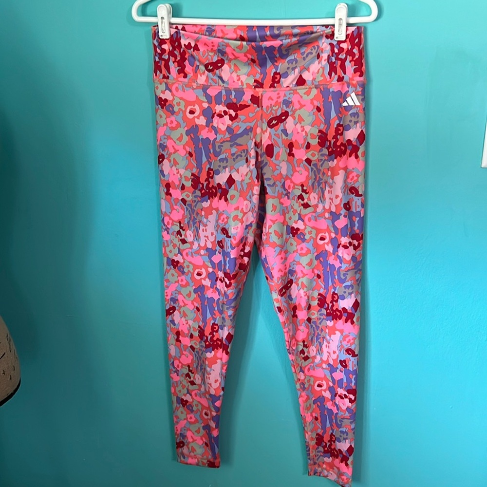 #110 Adidas Funky Vibrant Tight Fit Active Full Length Leggings L